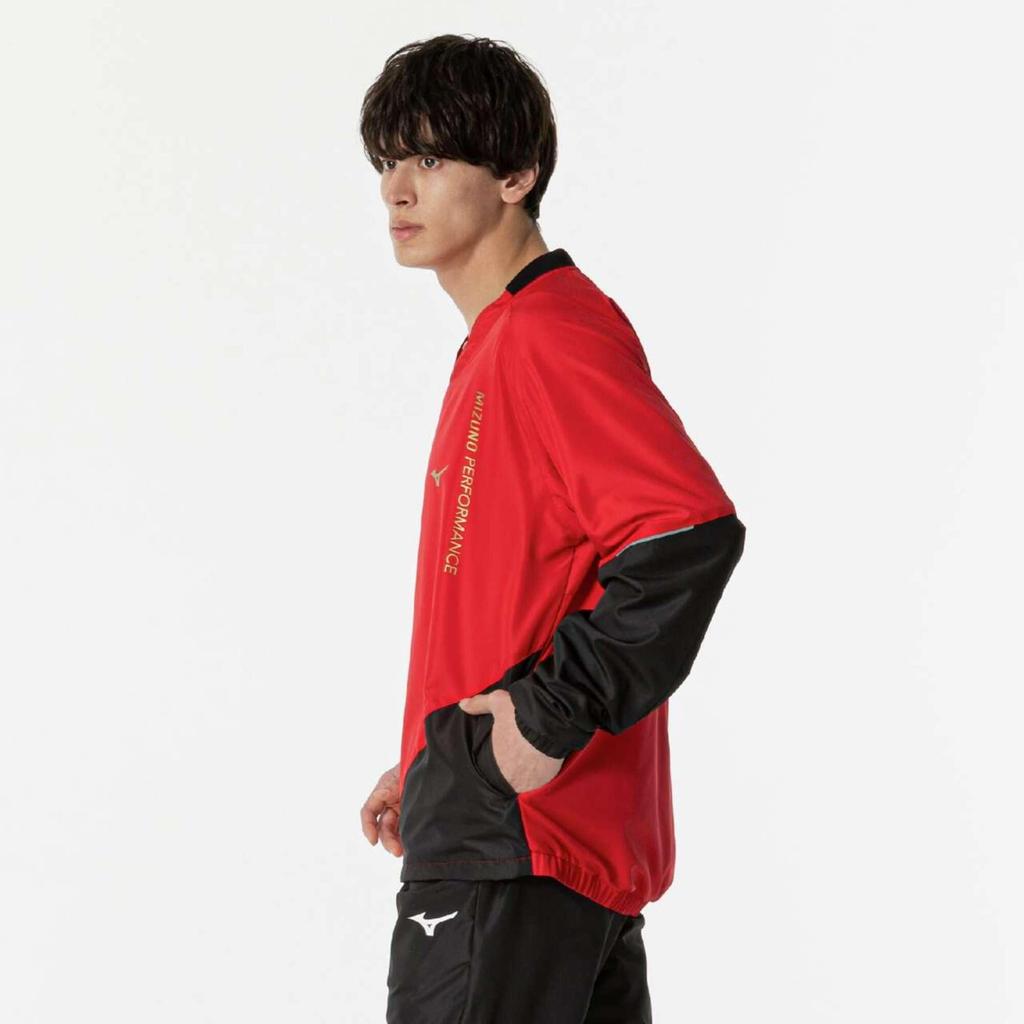 Теннисная одежда Breath Thermo Warmer Shirt Водоотталкивающая влагопоглощающая теплогенерирующая 62MEB530 Китайский красный [Mizuno]