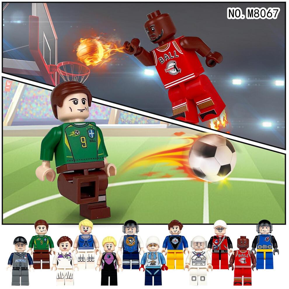12 Sports Miniature Character Cards Athlete Building Blocks Small Particles Boy