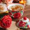Изысканный Цветок Розы 4,8" Керамический Горшок для Тушения - Цельный Дизайн Подглазурью, Элегантная Посуда для Ежедневного Использования
