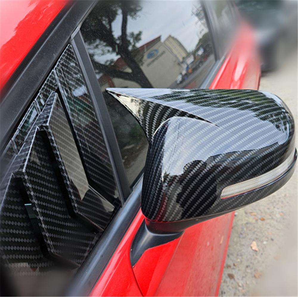 Carbon Fiber Look Side Wing Mirror Cover Cap Trims For Honda Civic 9th 2012-2015