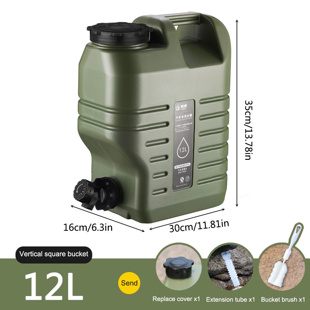 12L Camping Water Container Large Capacity Outdoor Water Bucket Portable Car Water Tank with Faucet for Camping Cooking Picnic