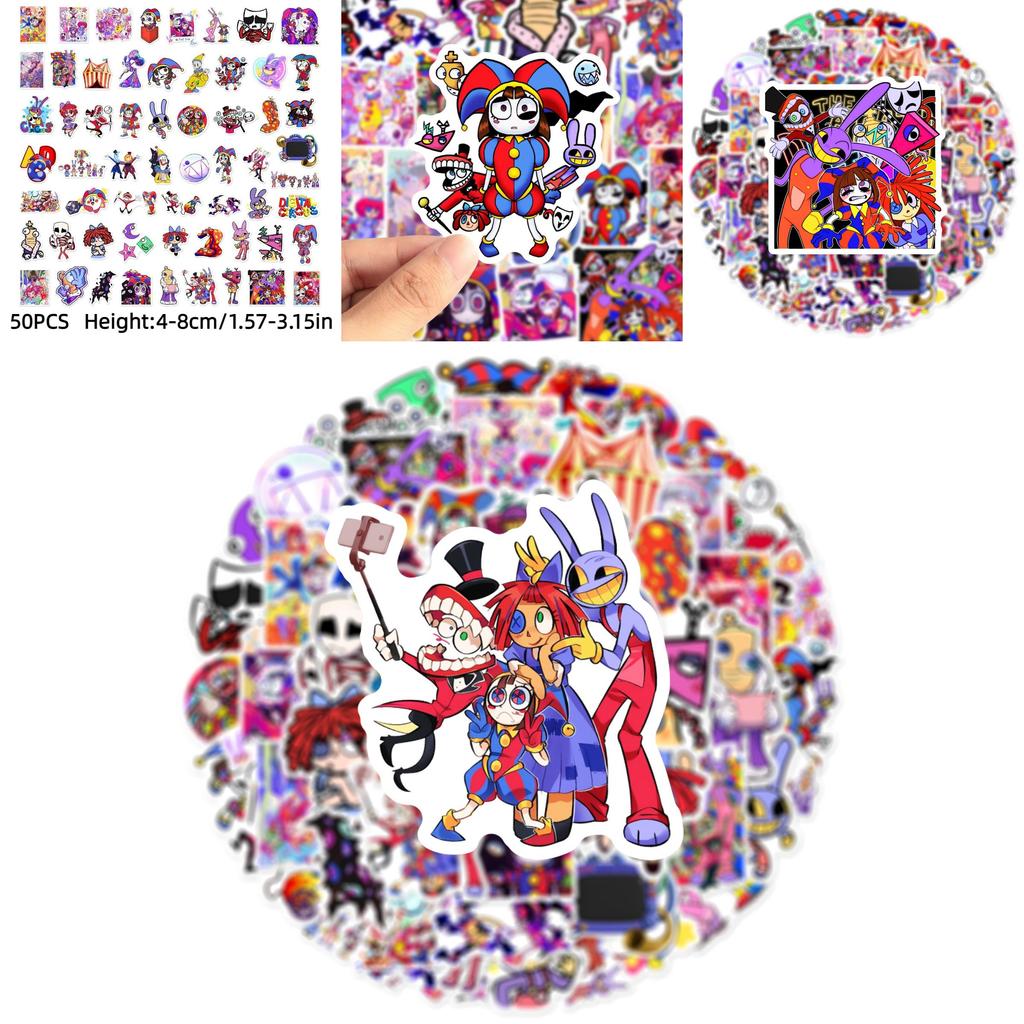 Удивительный цифровой цирк Мультяшные наклейки 60 штук Веселые и уникальные дизайны Наклейки на автомобиль