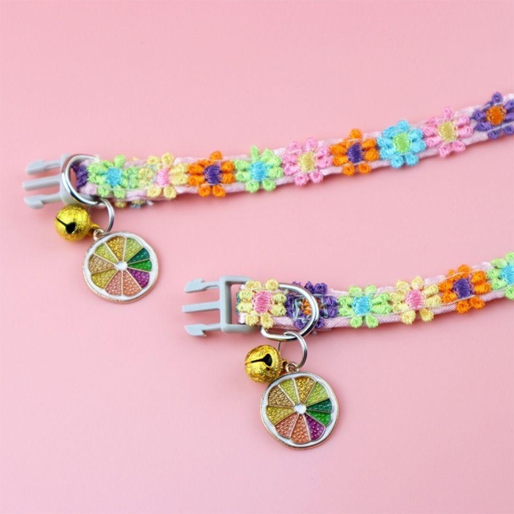 Candy Color Cat Necklace With Bell Pendant Pet Accessories Cute Puppy Neck Strap Cat