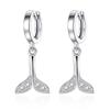 925 Sterling Silver Zircon Mermaid Piercing Charm Stud Earrings For Women Girls Wedding  Jewelry Pendientes Eh558