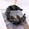 Non Slip Flower Lattice Wide Side Knot Headband Korean Head Wrap Women Hair Hoop Grid Hairbands