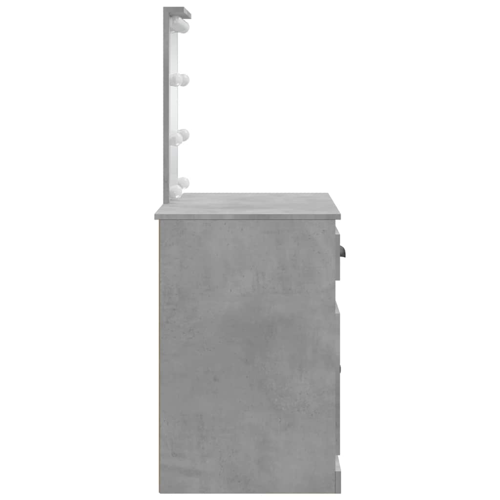 Makeup Table with LED Lights Concrete Grey 90 x 42 x 132.5 cm