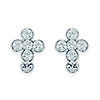 [C5757] - Silver 'Cross' Earrings Silvery White - 4x6 Mm