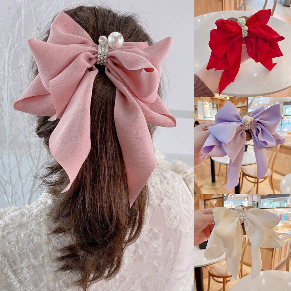 Модная заколка для волос для женщин, головной убор, бант из ленты, большой бант, зажимы для хвоста