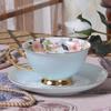Bone China Coffee Cups &Saucer Set Exquisite Gold Rim Coffee Tea Water Cups British Flower Teacup Ceramic Kitchen Accessories