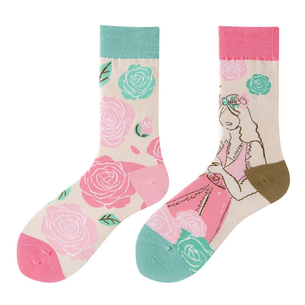 Asymmetric Colorful Christmas Cotton Socks for Couples