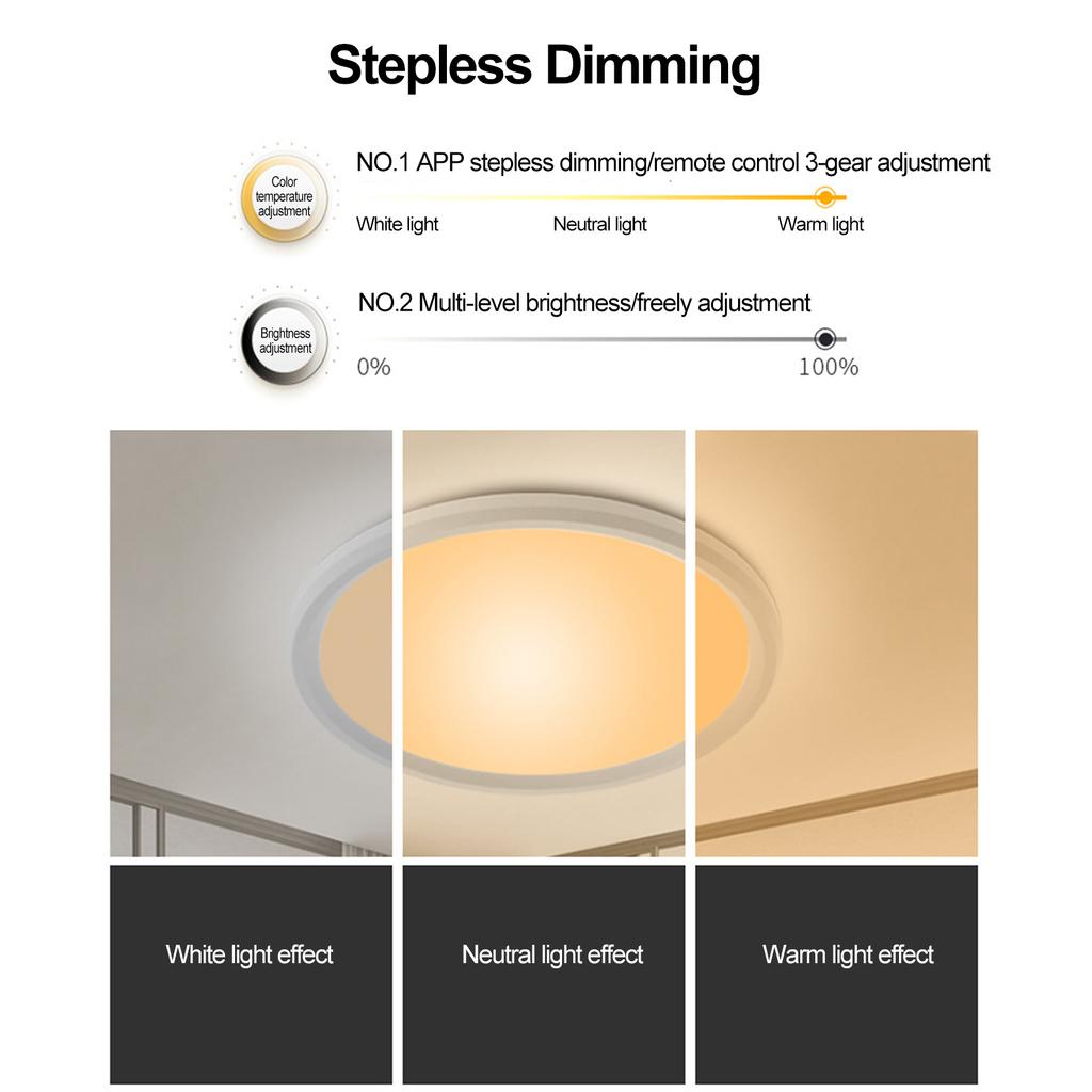 Потолочный светильник RGBCW, полноцветное затемнение, приложение BT, пульт дистанционного управления, интеллектуальное голосовое управление, круглая спальня
