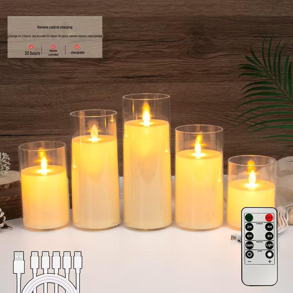 Rechargeable LED Acrylic Simulated Candle with Swinging Flame - Romantic Home Ambiance