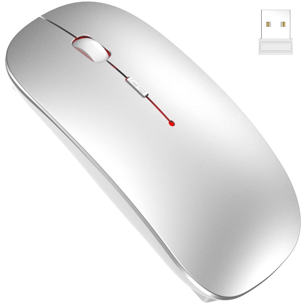 2.4GHz Bluetooth Wireless Mouse, Rechargeable, Slim, Quiet, 3DPI Modes, Optical, Compact, Lightweight, High Precision, Compatible with Mac, Windows,