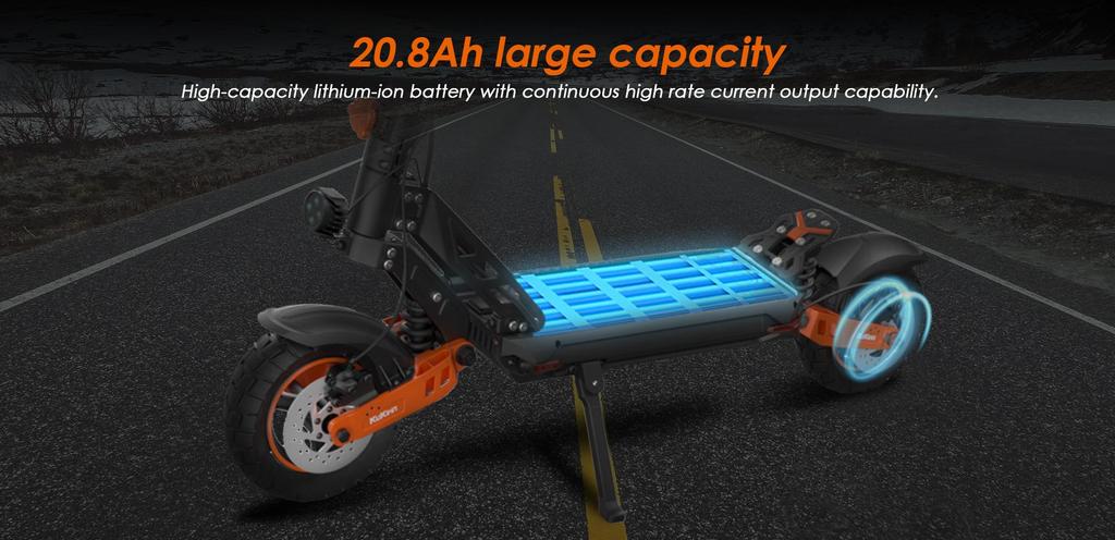 Foldable electric scooter Kukirin G2 Max, 1000W motor, 48V 20.8AH battery, top speed 55km/h, cruising range 70km, 10-inch tires