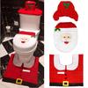 3pcs Santa Claus Toilet Seat Cover Rug Feet Pad Water Tank Cover Bathroom Set Christmas Decoration