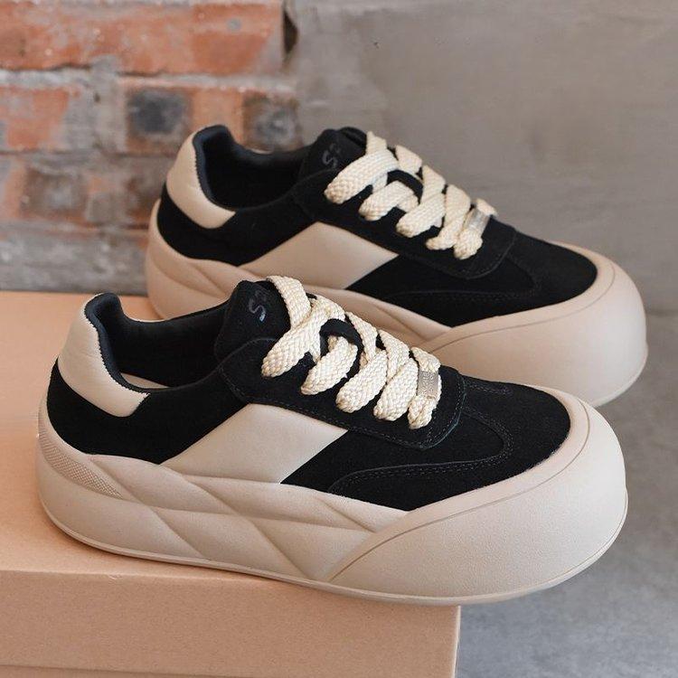 Белые туфли с мягкой подошвой для женщин, весна и осень, новые универсальные туфли с толстой подошвой, спортивная повседневная обувь Borad, женская модная обувь