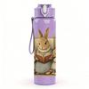 1PC Rabbit Family Book Scene Print 750ml Color Plastic Sports Water Bottle Leakproof Flip Straw Lid Suitable for Sports Office Home Use