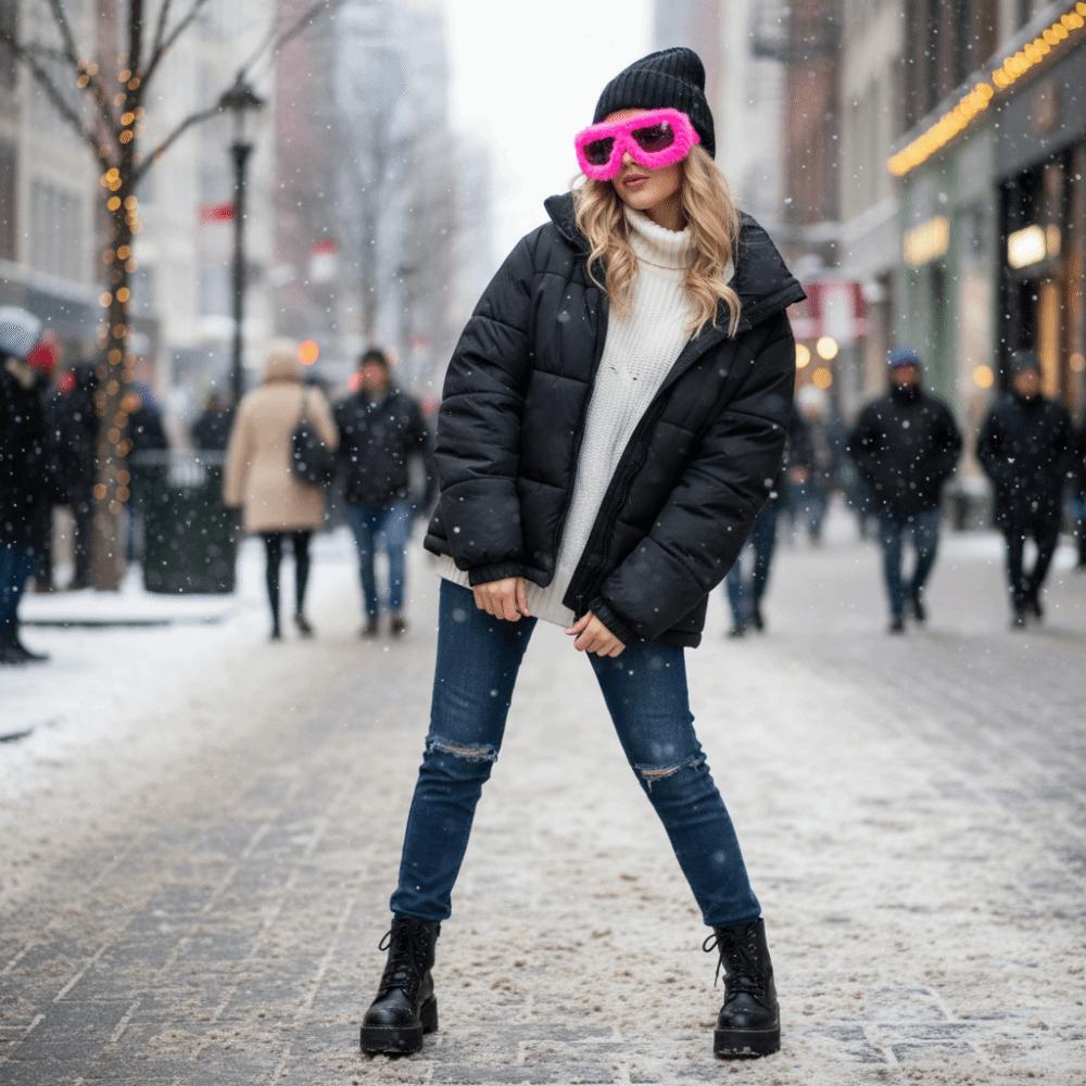 Soft Plush Sunglasses Furry Punk Sunglasses Y2K Winter Sunglasses  Winter Christmas Halloween Party