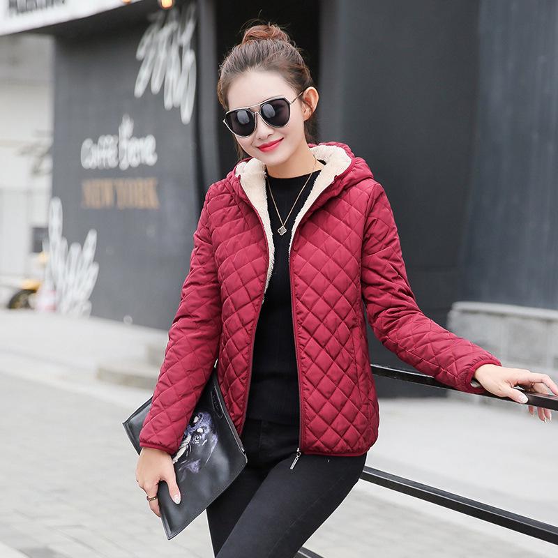 Women's Hooded Jacket Casual Basic Warm Velvet Lamb Parka Coat Autumn Winter New Solid Light Soft Outerwear Fashion Style