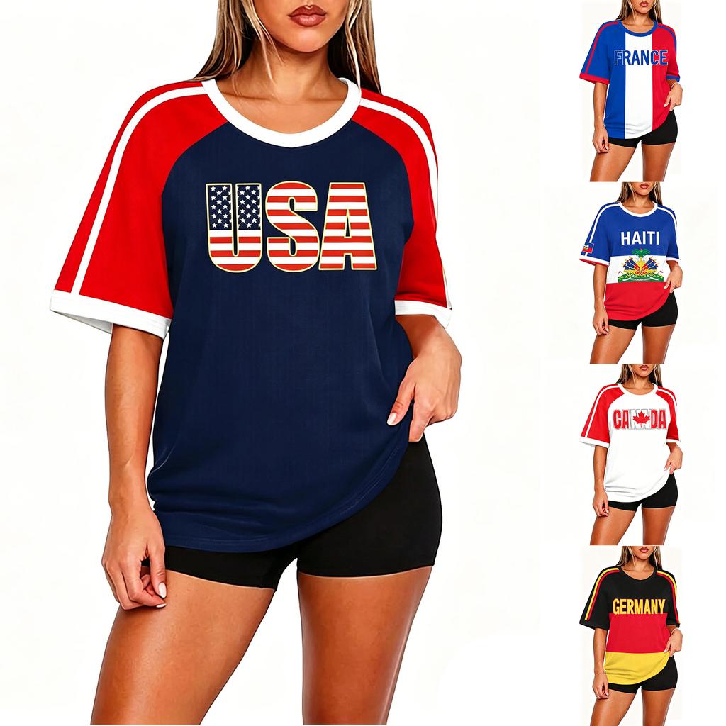Women's Round Neck Soccer Top for Football Fans