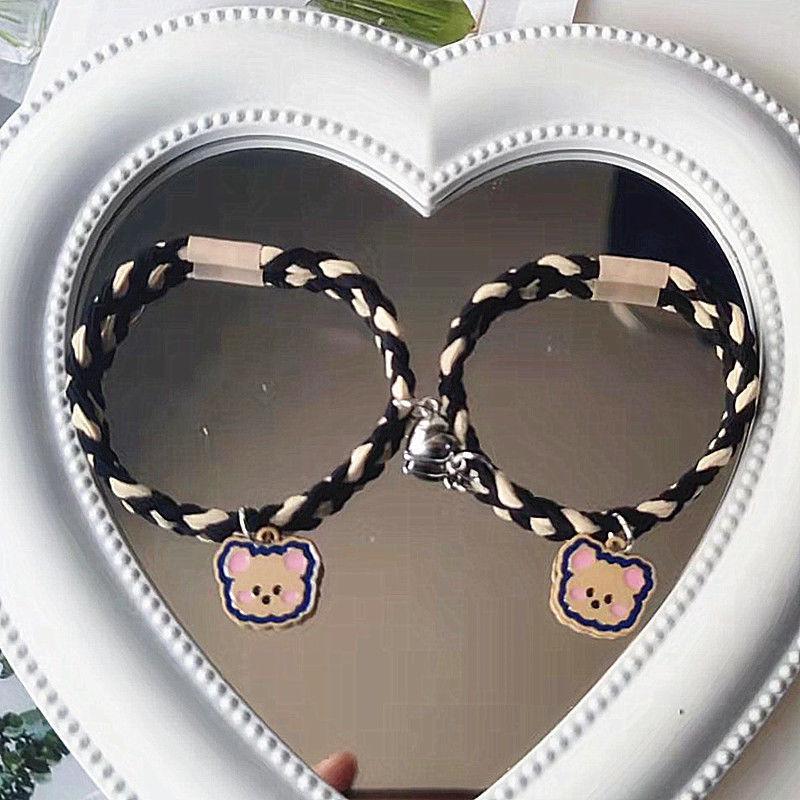 Original Two-Color Braided Little Bear Couple Bracelets & Hair Ties - Korean Version