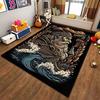 Viking Warrior Design Carpet with Ocean Waves and Nordic Style Pattern Suitable for use as an anti-slip for living room bedroom sofas