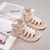Girls Gladiator Sandals Summer Fashion Children Princess Roman Sandals Kids Hollow High-top Beach Shoes Side Zip Non-slip Hot