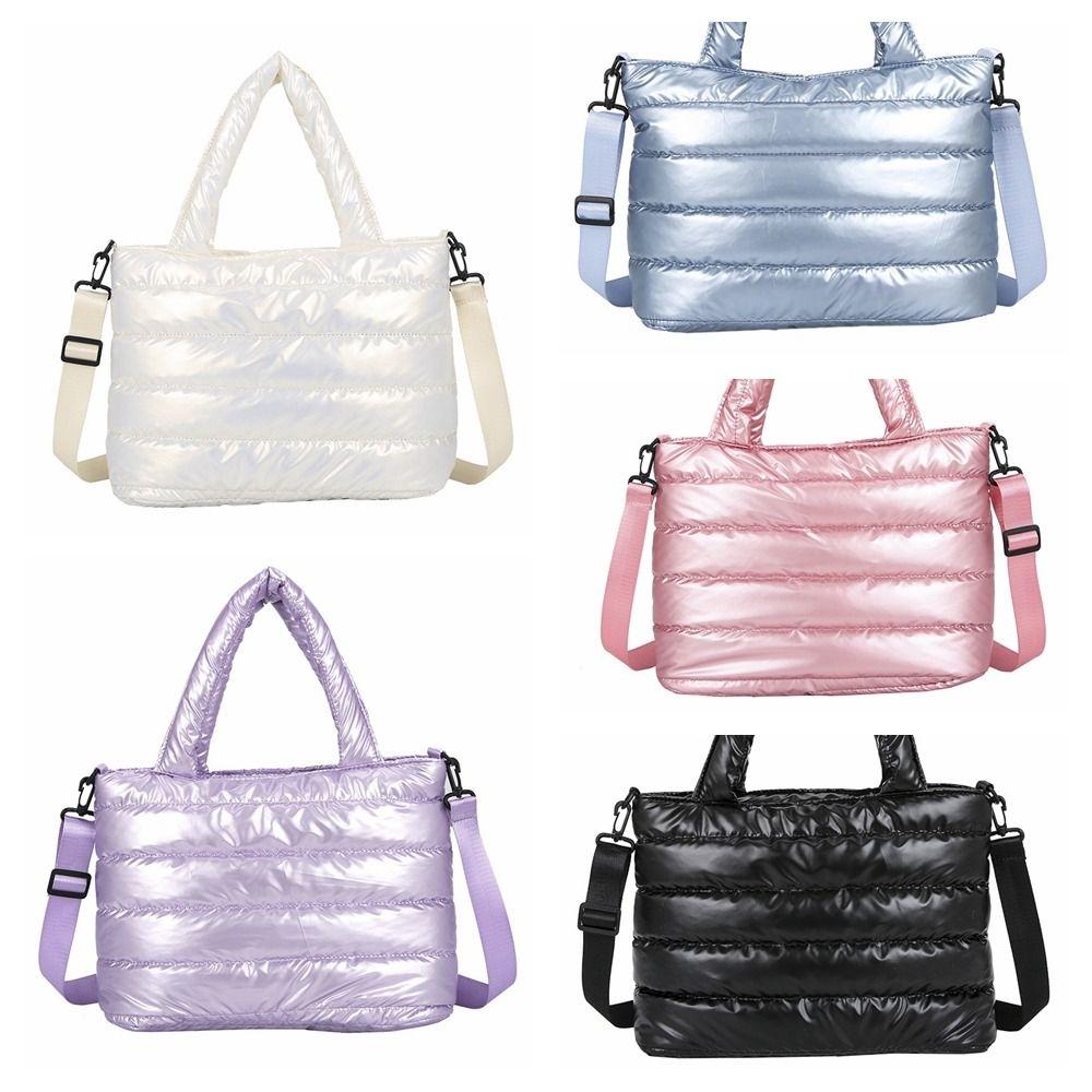 Большая вместительная стеганая сумка-тоут в корейском стиле из хлопка и пуха Сумка через плечо Cloud Shopping