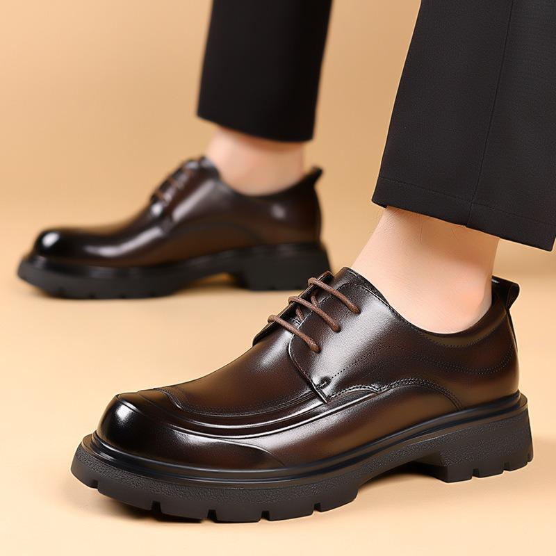Модные мужские туфли из коровьей кожи на платформе в деловом стиле, весна-осень, на мягкой подошве, свадебные туфли, модные туфли дерби из натуральной кожи