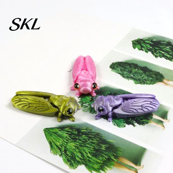 Desktop Insect Ornament 3D Printed Cicada Figurine, Realistic Model with Movable PLA Sculpture Joints, Stress Relief Fidget Toy for Kids Adults Art