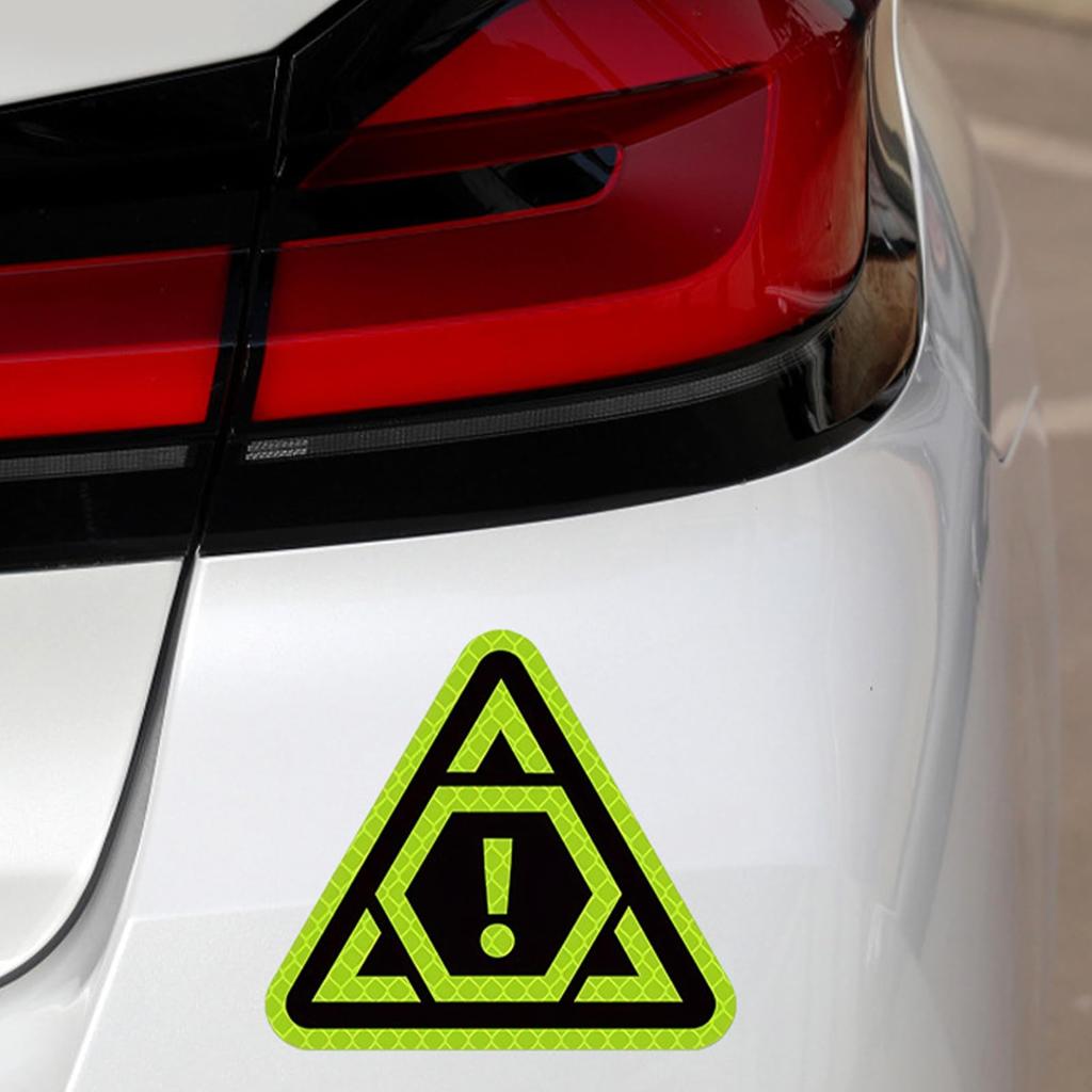Reflective Sticker, Triangular Warning Reflective Sticker, PVC, Yellow/Green, 240° Wide Angle Reflection, 4.2 x