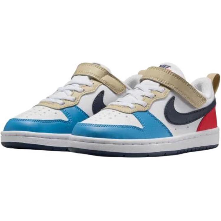 Nike Court Borough Low Recraft PS Белые громовые синие светло-малиновые детские кроссовки Blue-Beyond DV5457-124