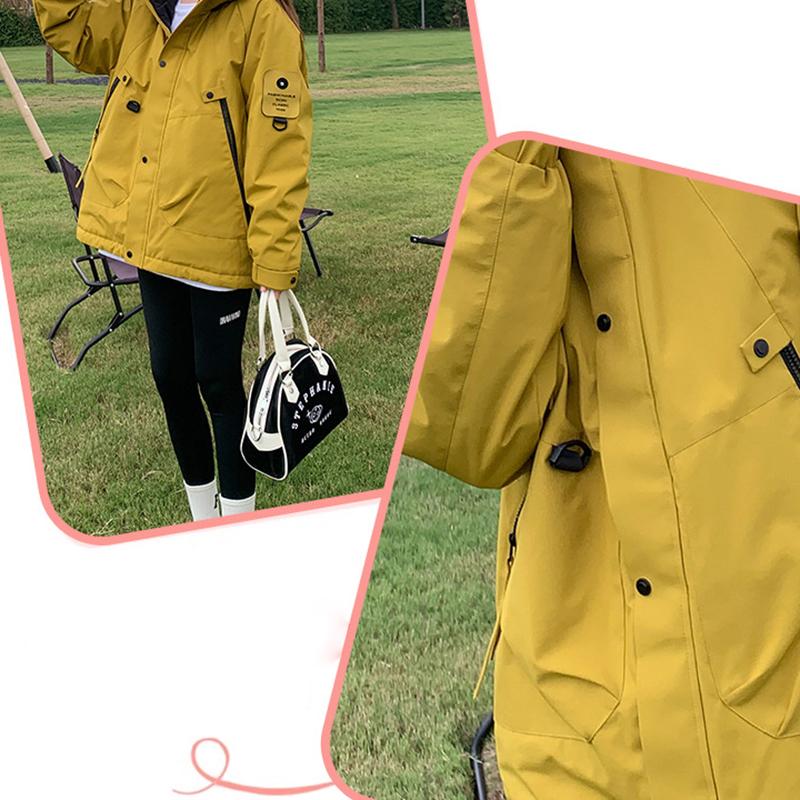 Модная утолщенная теплая уличная куртка женская осенне-зимняя с капюшоном на молнии с карманом парки пальто повседневная ветрозащитная верхняя одежда