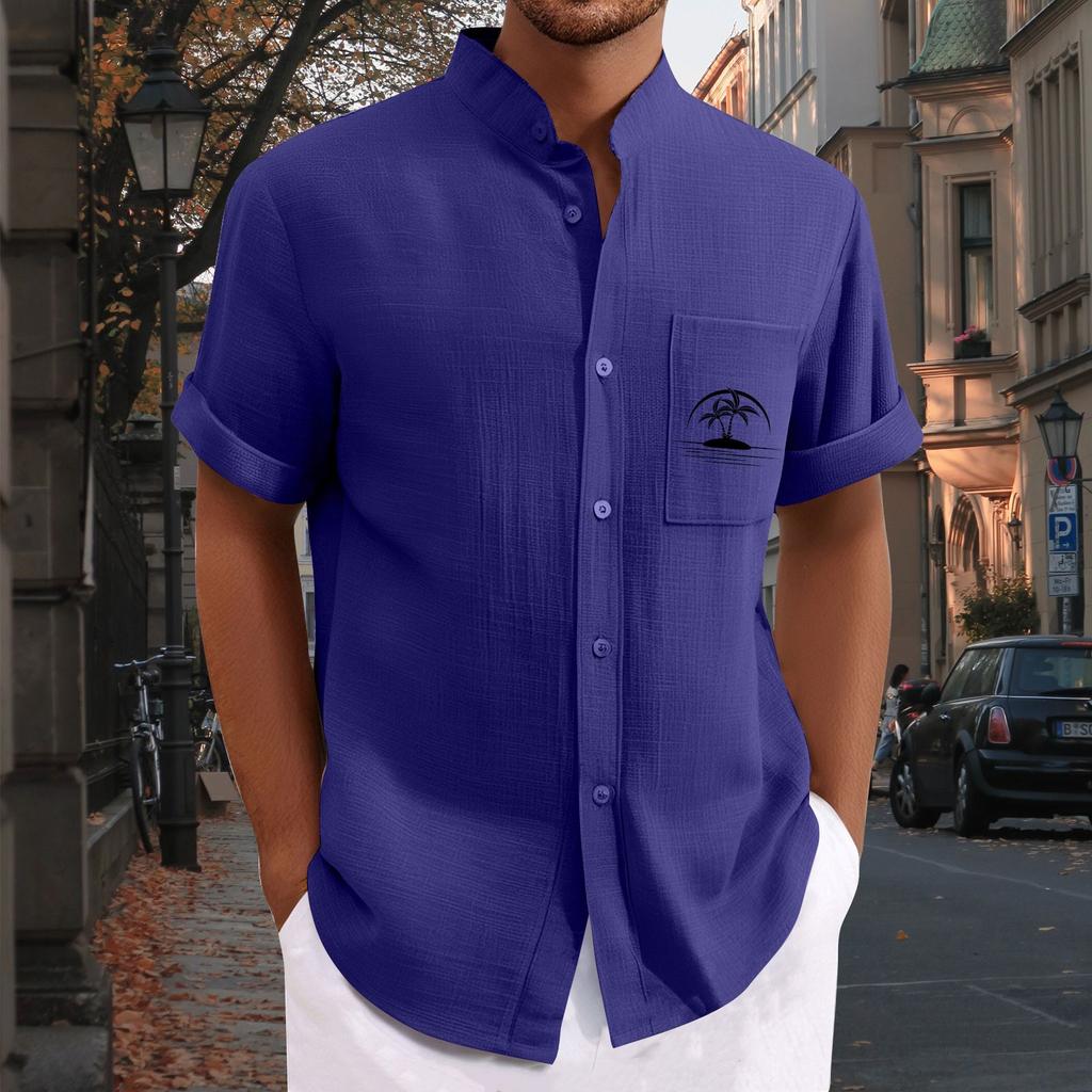 Men'S Casual Loose Short Sleeved Printed Shirt With Fashionable Top