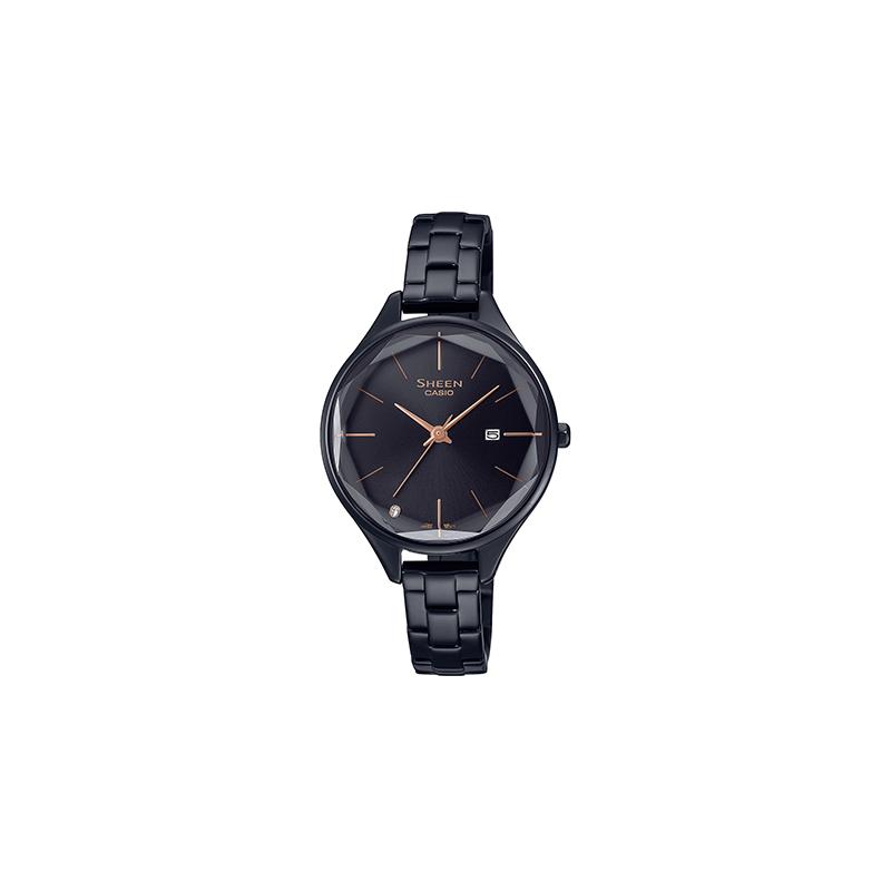Casio Серия CASIOSHEEN простой трехмерный ромб бизнес кварцевый механизм стальной ремешок японский и корейский SHE-4062BD-1AUPR-person