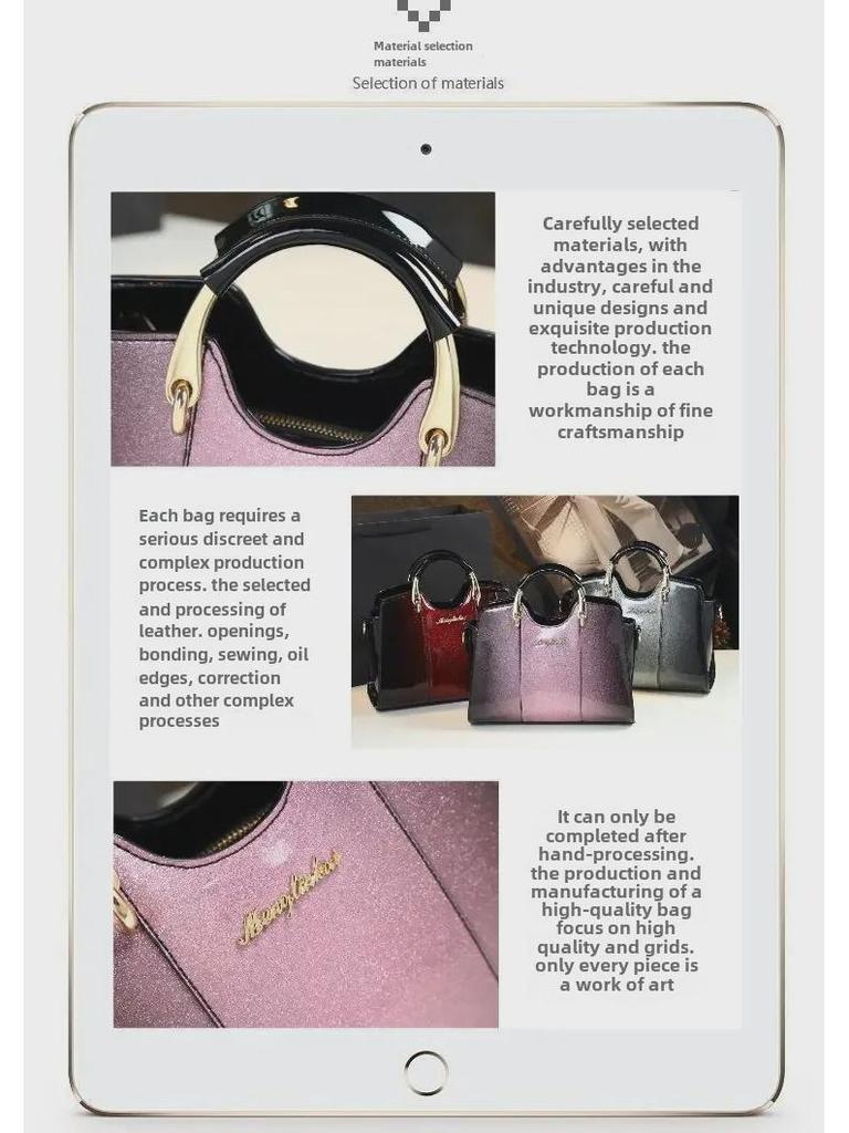 2024 Patent Leather Ladies' Shoulder Bag: Versatile, Bright, and Fashionable for Middle-Aged Women