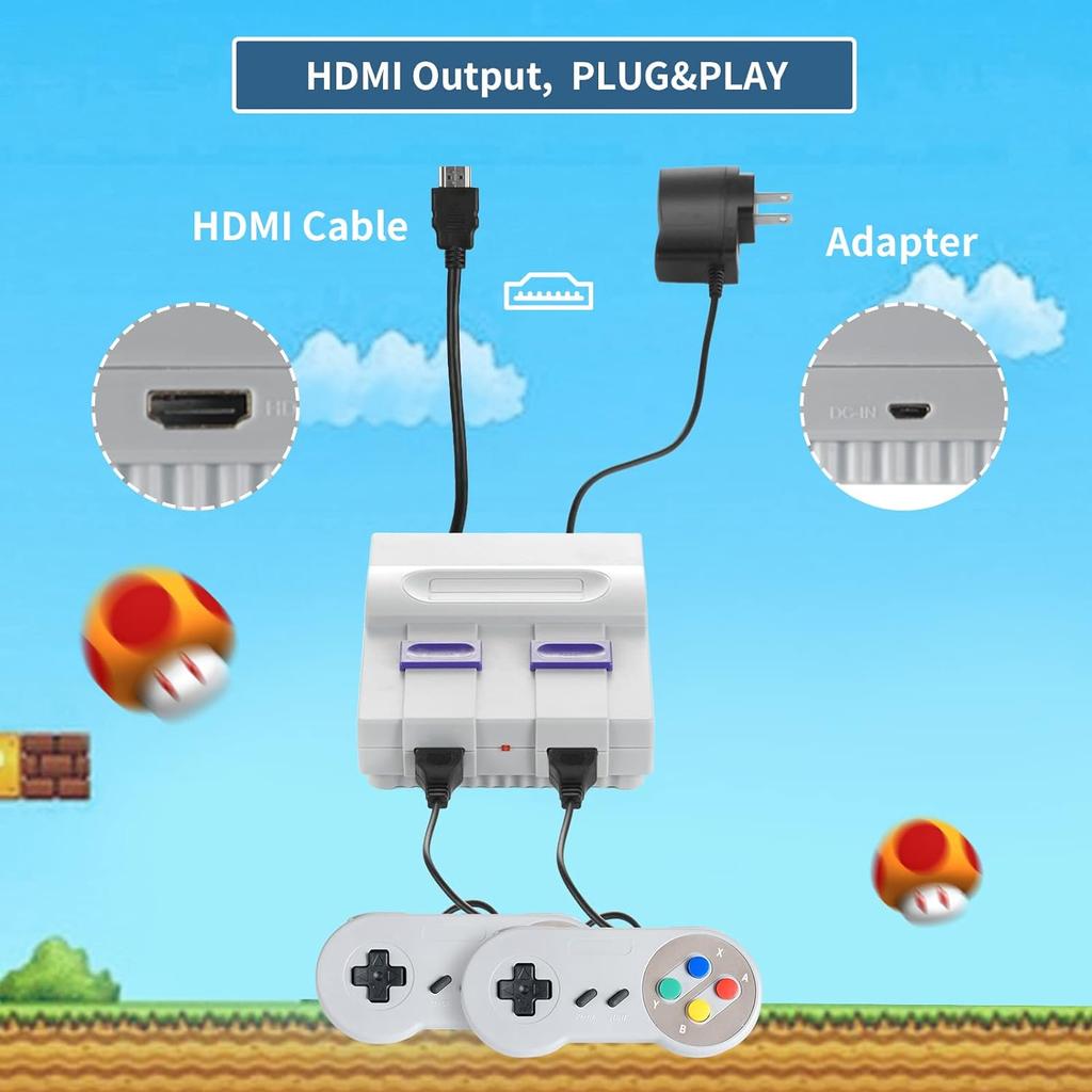 Игровая консоль Super Retro, классическая игровая система в стиле ретро, ​​встроенная 821 игра и 2 контроллера, выход HDMI, 8-битная технология Plug and Play
