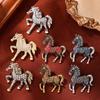 Yousheng Retro Horse Brooch Rhinestone Inlaid Horse Pin Zodiac Year Animal Brooch Men Women Suit Accessory for Handbag Clothes Decoration