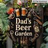 2D Flat 1pc, 8x8 in, Vintage Beer Garden Aluminum Metal Decorative Signs & Plaques - Dad's Beer Garden Wall Art with Beer Mugs, Bottles & Rustic