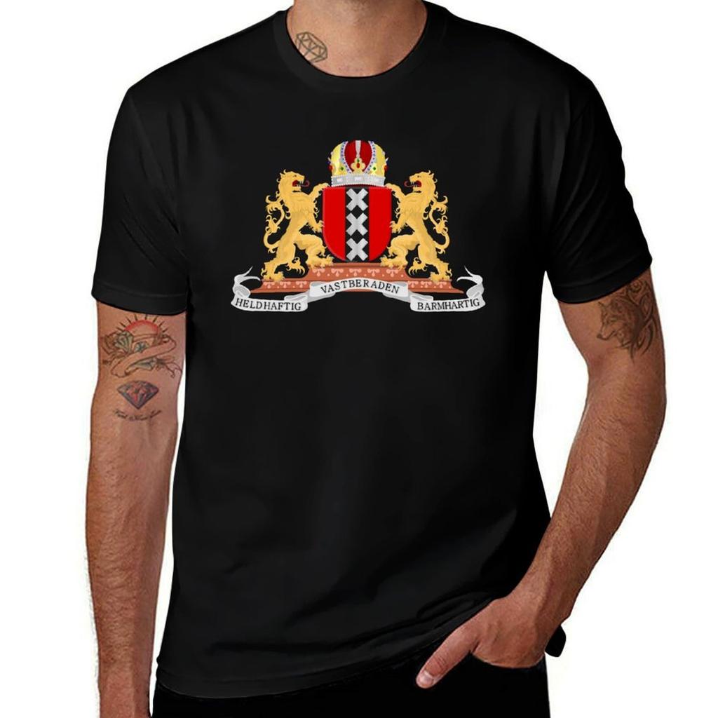 Amsterdam Coat of Arms T-Shirt T Shirt Personalised Funny T Shirts Dark Humor Cotton T Shirt Man T-Shirt