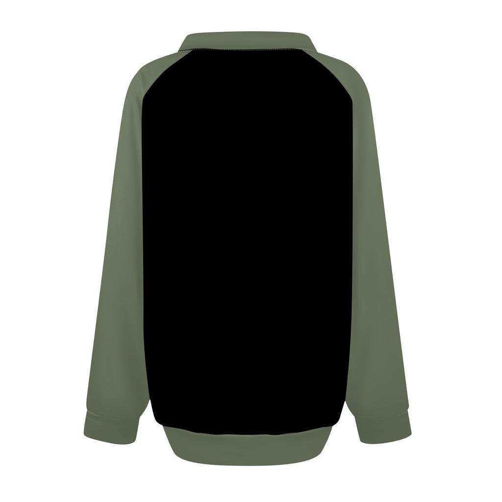 Женская повседневная толстовка с длинным рукавом и V-образным вырезом, однотонный свободный пуловер с принтом