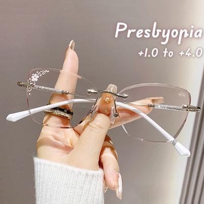 Ruond безрамные очки для чтения, синий свет, блокирующие пресбиопию, очки для мужчин и женщин, очки для дальнего видения
