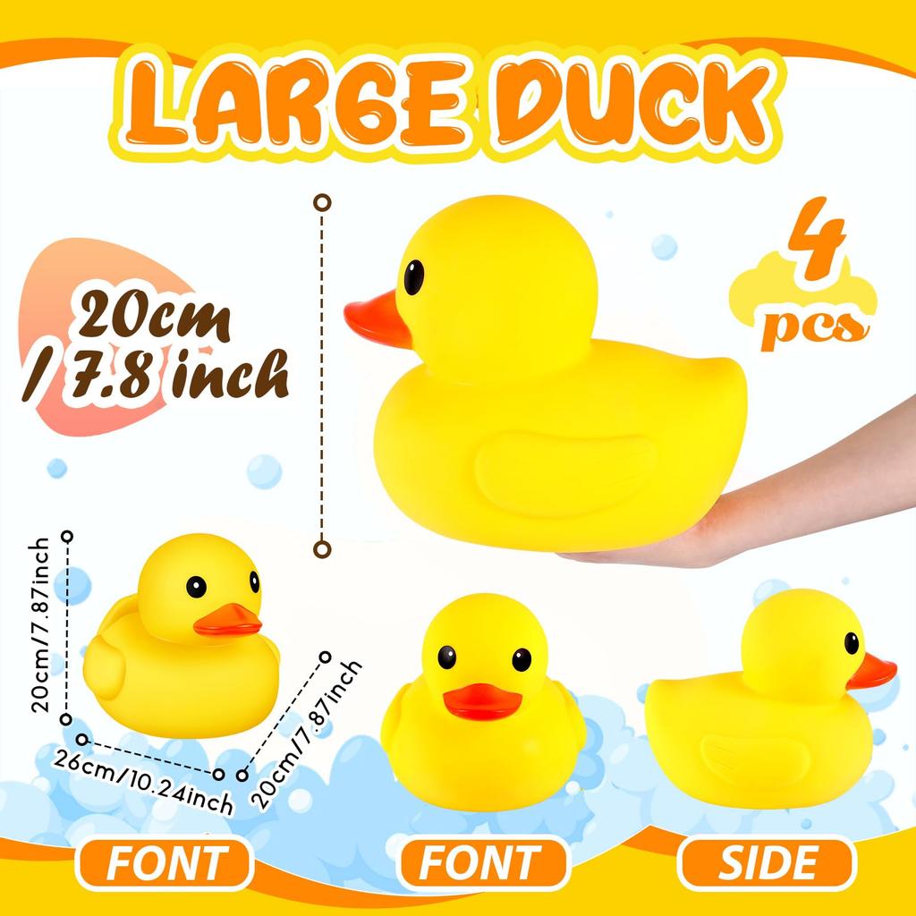 12Pcs Giant Rubber Duck 10.2 Inch Duck Giant Rubber Duck Large Rubber Squeaky Big Yellow Rubber Ducks