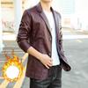 Мужское кожаное пальто, осенне-зимняя мотоциклетная кожаная куртка из искусственной кожи