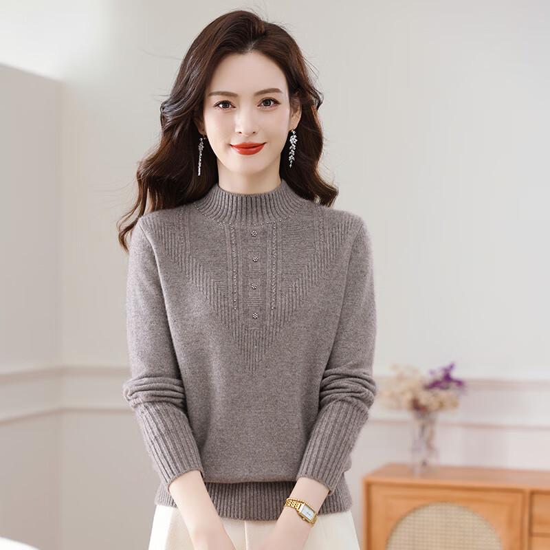 Women's Elegant Mock Neck Pullover Sweater