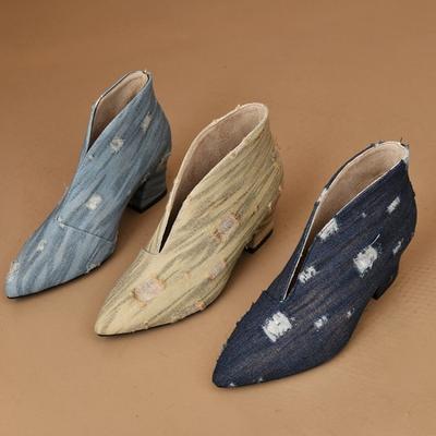 Мода 2024 Новые женские туфли на высоком каблуке Женские туфли с острым носком на толстом каблуке Модные женские туфли