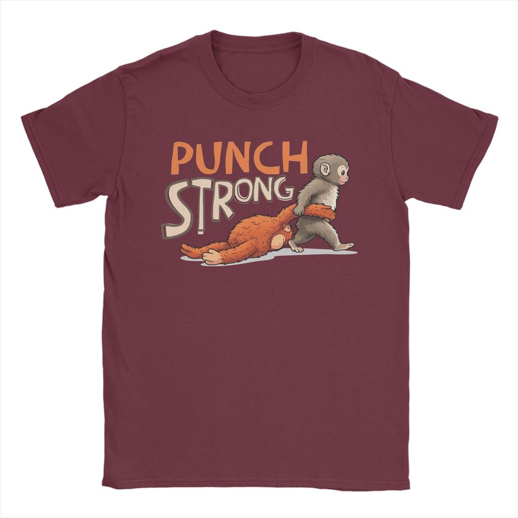 Unisex TShirt Baby Monkey Punch Strong Funny Cotton Tees Short Sleeve  T Shirts Round Collar Clothing Printed