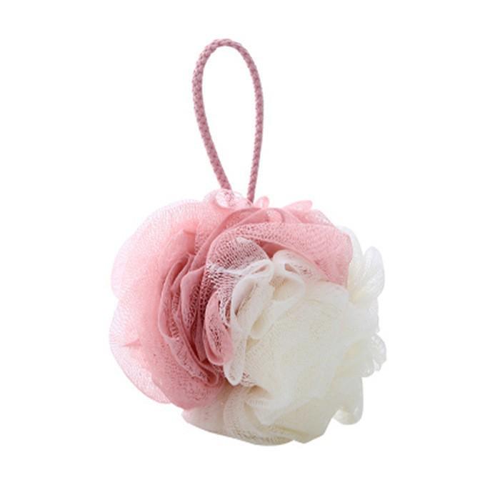 Two-Tone Shower Ball with Lanyard: Soft, Thickened Bath Flower for Rich Lather and Back Scrubbing.
