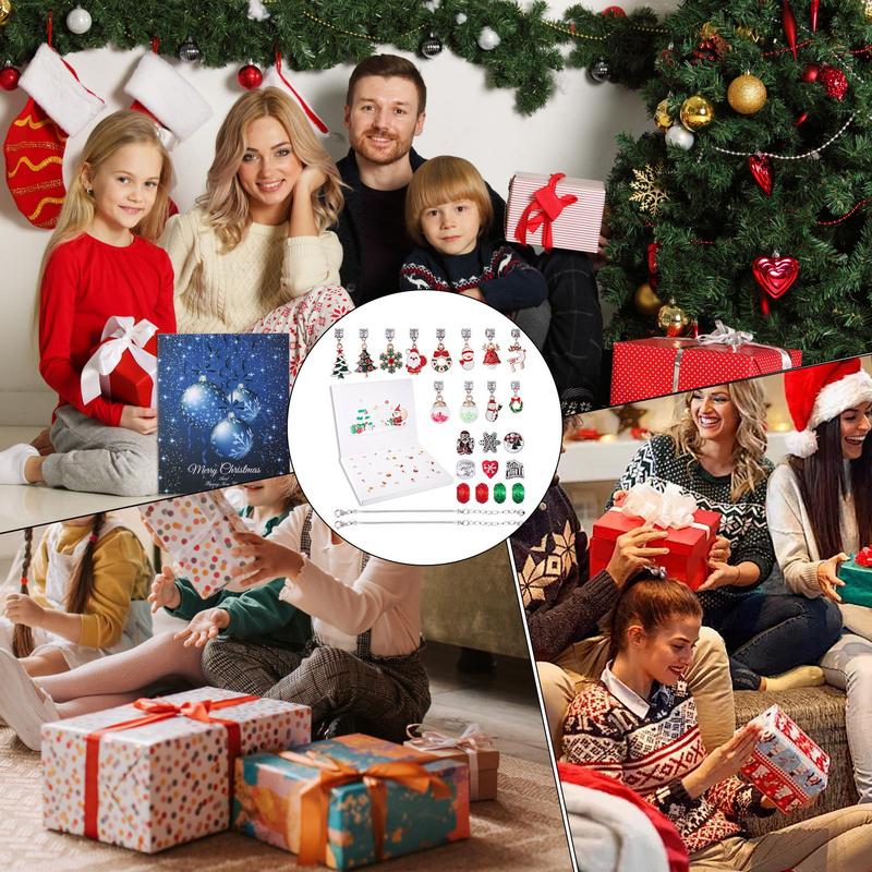 2024 Christmas 24 Day Christmas Countdown Christmas Advent Calendar Children's Bracelet Charm Set Gift Decoration