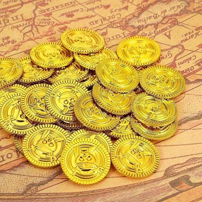 10 шт. Пиратские золотые монеты Пластиковые золотые монеты Реквизит Игровой аксессуар Забавные игрушки для детей Золотые монеты Реквизит (золотой)